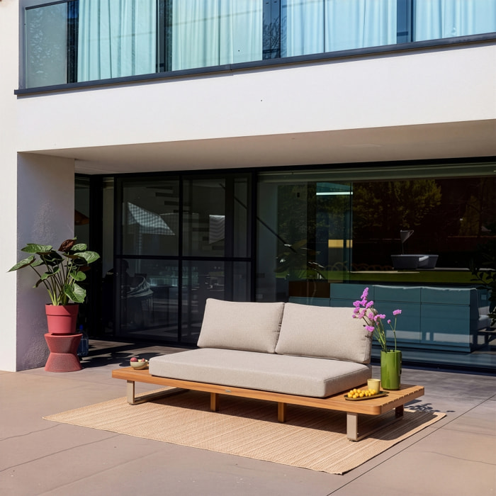Banquette de jardin bois d'acacia et aluminium 2 places ACALIA LATIKA