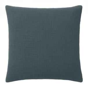 Paire de Taies d'oreiller gaze de coton lavé bleu petrole