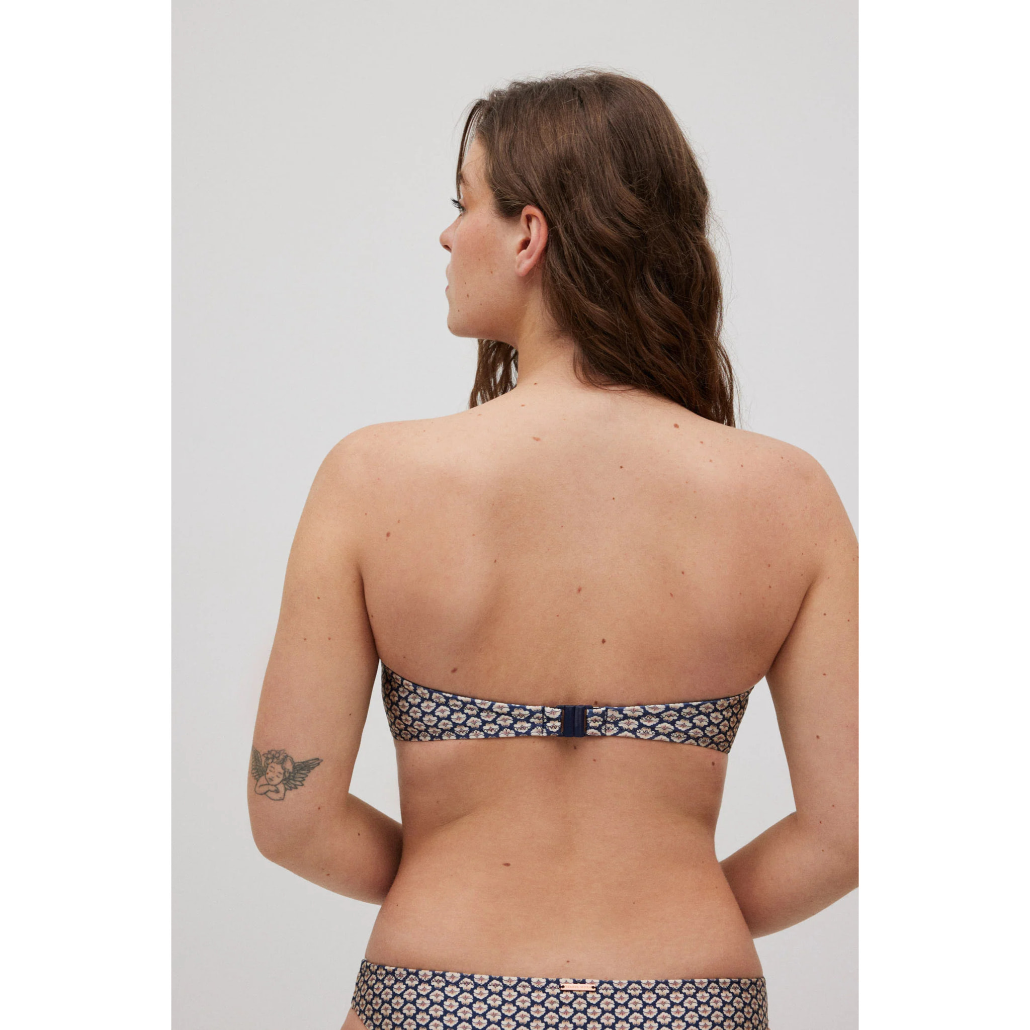 Reggiseno bikini a fascia con stampa di paillettes, coppa C