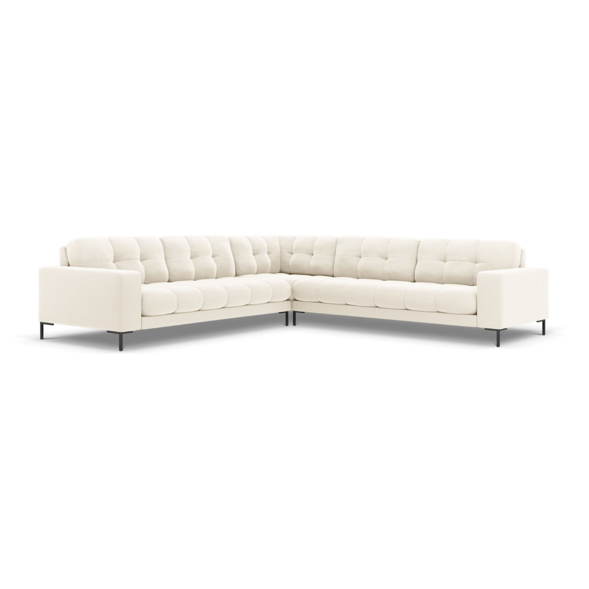 Canapé d'angle symétrique "Bali" 6 places en velours beige clair