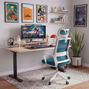 Silla de oficina ergonómica en blanco y turquesa 111-121x51 cm Dafne Tex Blanco - Turquesa