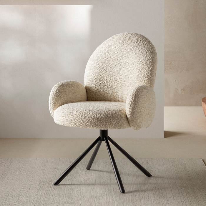 Fauteuil pivotant en tissu bouclé - OPALINE