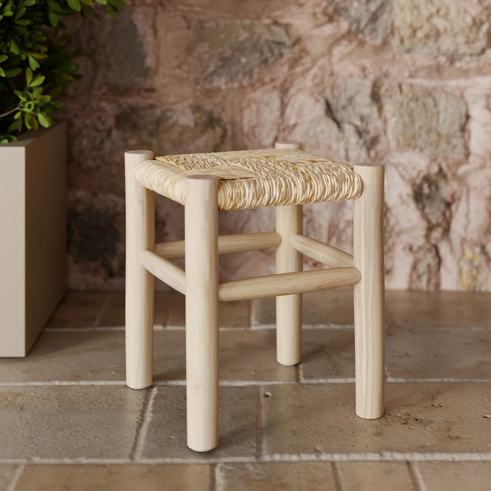 Tabouret en branche de teck H35,5 cm - Popa