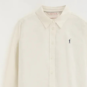 Camicia oxford crema regular fit con ricamo Rigby Go