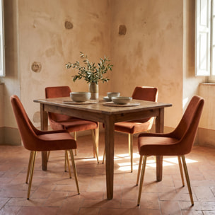 Sedia Imbottita in Effetto Velluto con Gambe Oro, Design Moderno ed Elegante per Sala da Pranzo, Cucina, Soggiorno, Studio e Ufficio