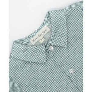 Camisa cuadro vichy verde y blanco