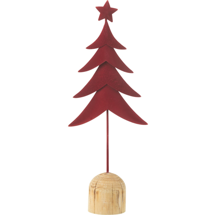 J-Line décoration Sapin Sur Pied + Étoile - métal/bois - rouge - small