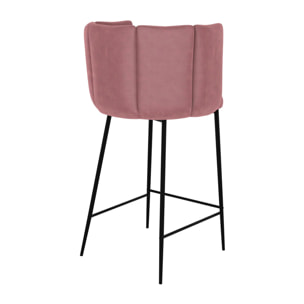 Lot de 2 chaises pour îlot central 67 cm en velours vieux rose - Rosy