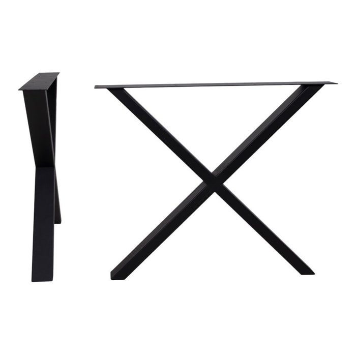 Gambe Nimes design X per tavolo da pranzo in acciaio nero, 86×70,8 cm