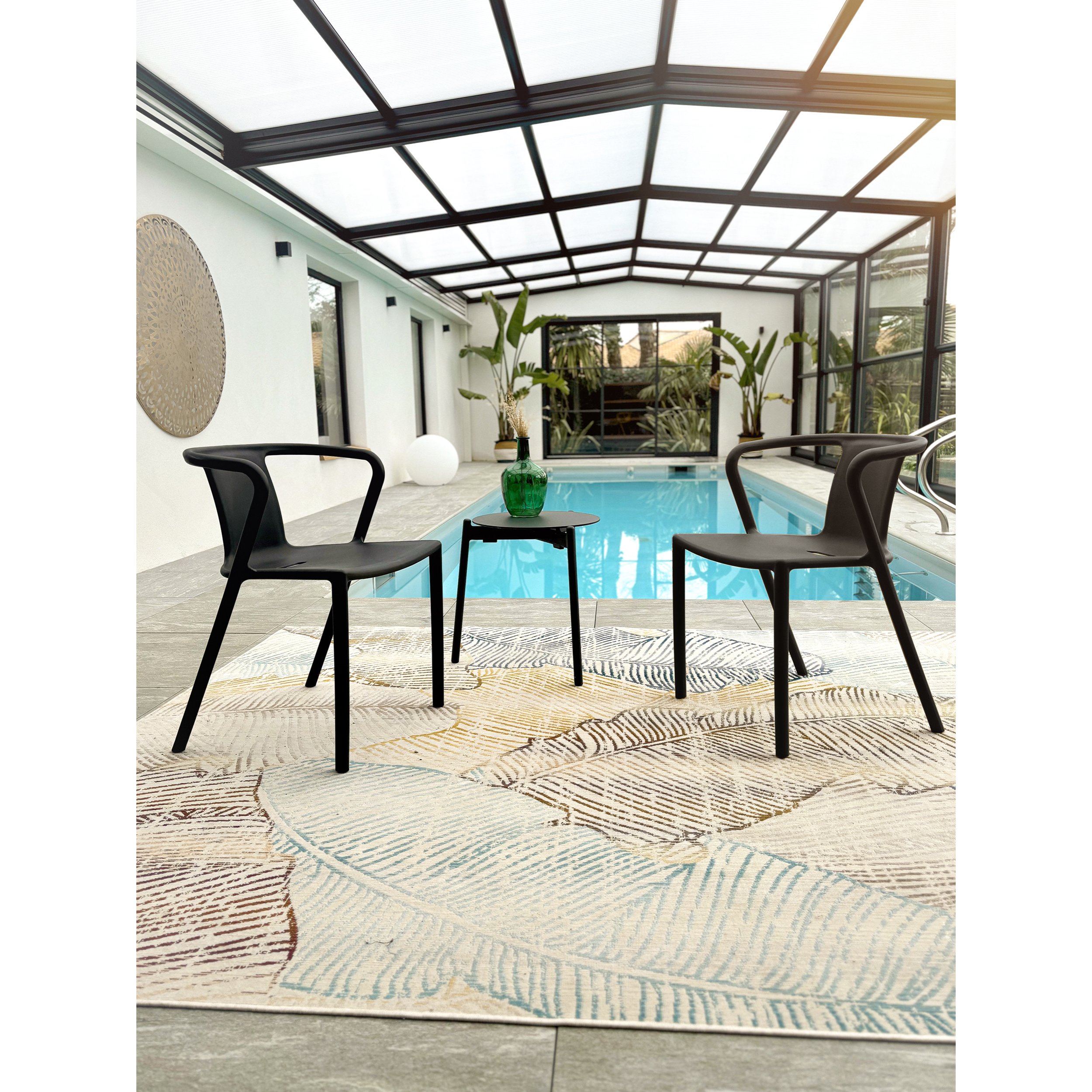 DIEGO - Lot de 2 fauteuils de jardin empilables en polypropylène noir