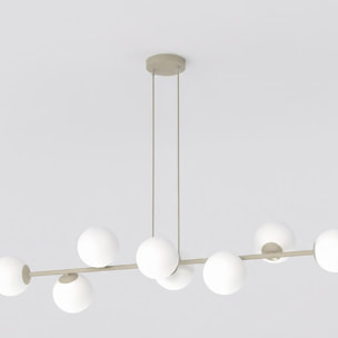 Lampada a sospensione Magnus in acciaio moka e vetro opalino