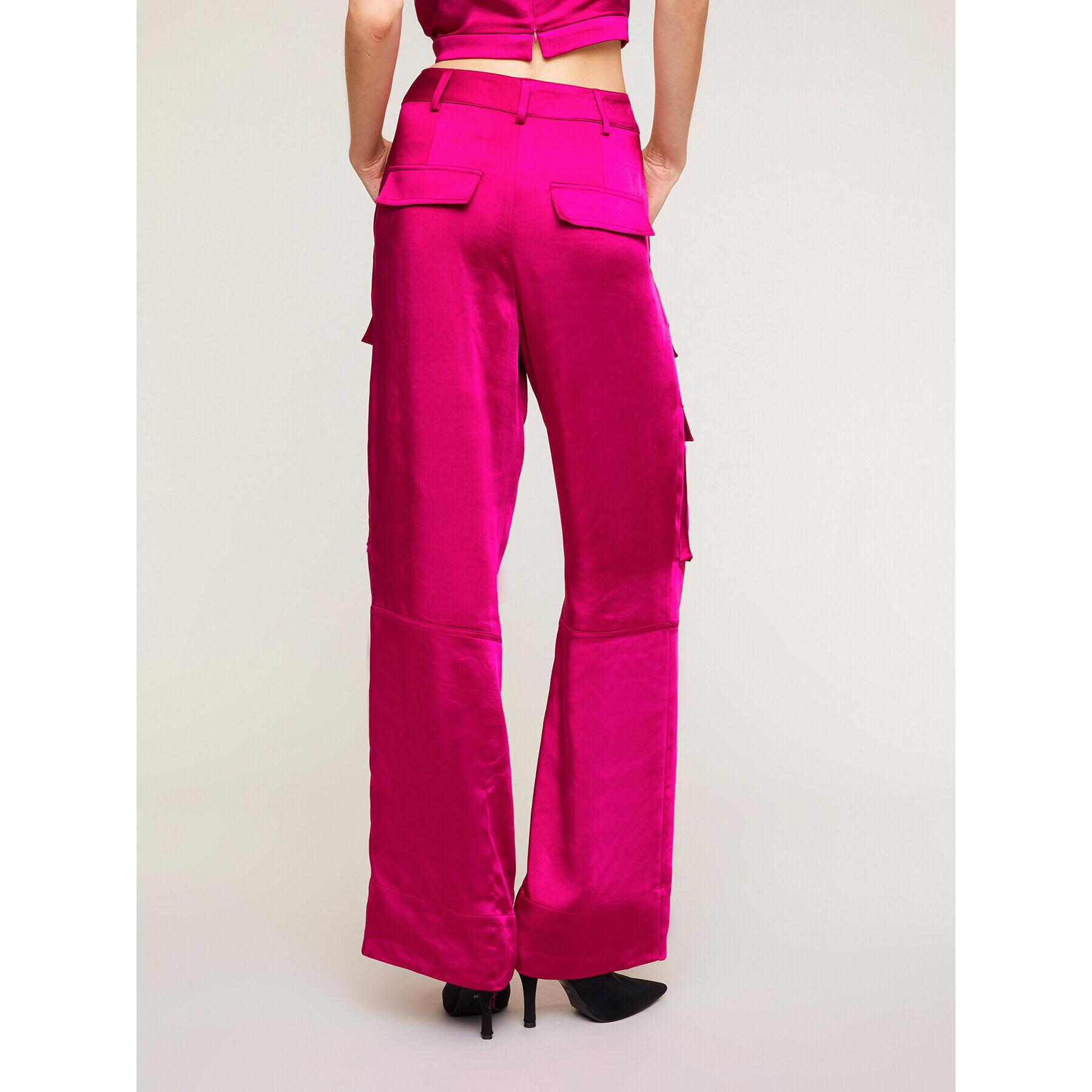 Motivi - Pantalones cargo de raso - Fuchsia