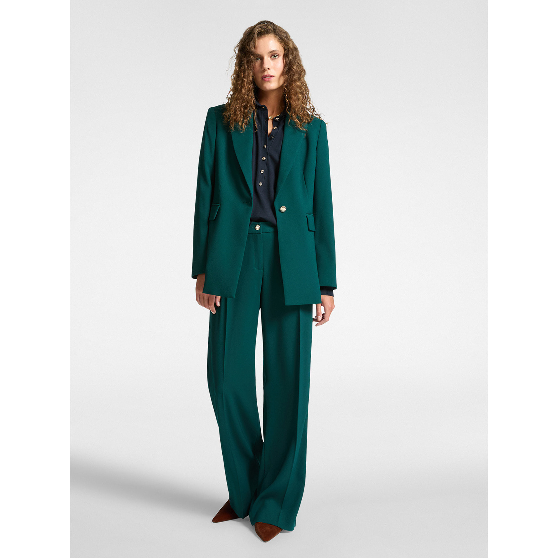 Elena Mirò - Pantalones de tejido crepé elástico - Verde