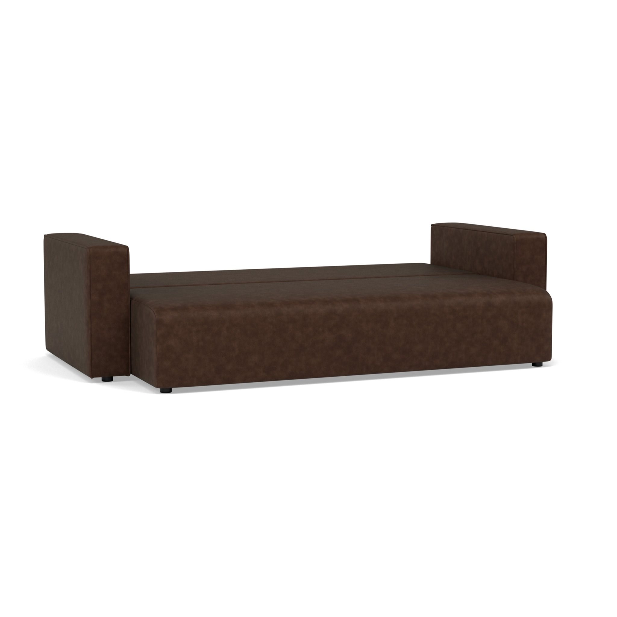 Topaze - canapé droit 3 places convertible avec coffre en simili - Marron
