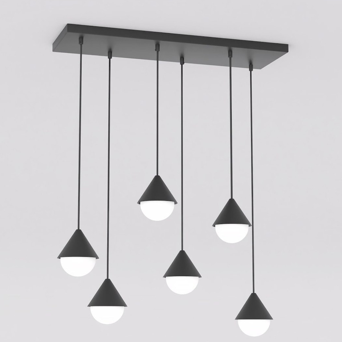 Lampada a sospensione Giro in acciaio nero e vetro