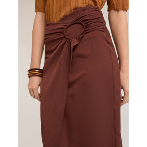 Motivi - Gonna tubino con drappeggio - Marrone