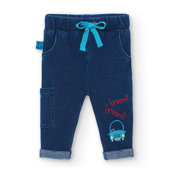 PantalÃ³n de felpa reciÃ©n nacido niÃ±o, estampado, azul