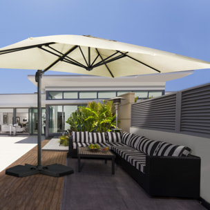 Parasol Sombra 360° rectangle avec housse de protection - Crème