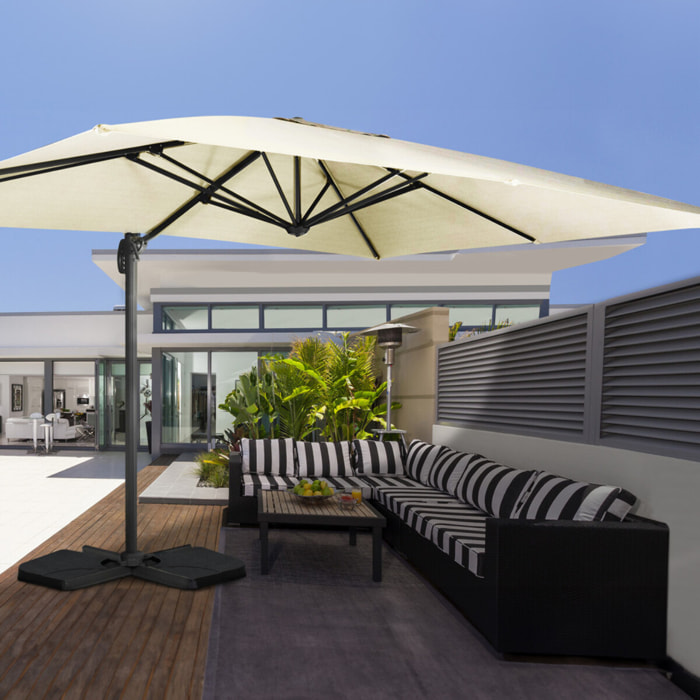 Parasol Sombra 360° rectangle avec housse de protection - Crème