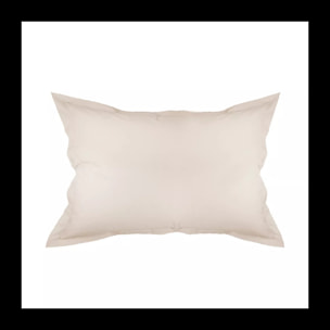 Taie d'oreiller percale de coton uni beige Olana lin