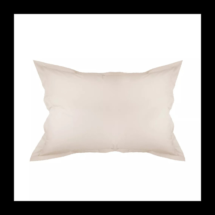 Taie d'oreiller percale de coton uni beige Olana lin