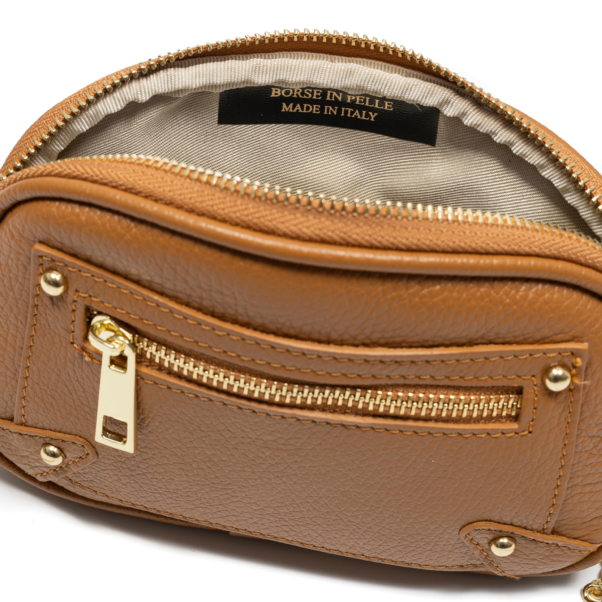 Asola borsa a tracolla, in pelle autentica finitura dollaro.