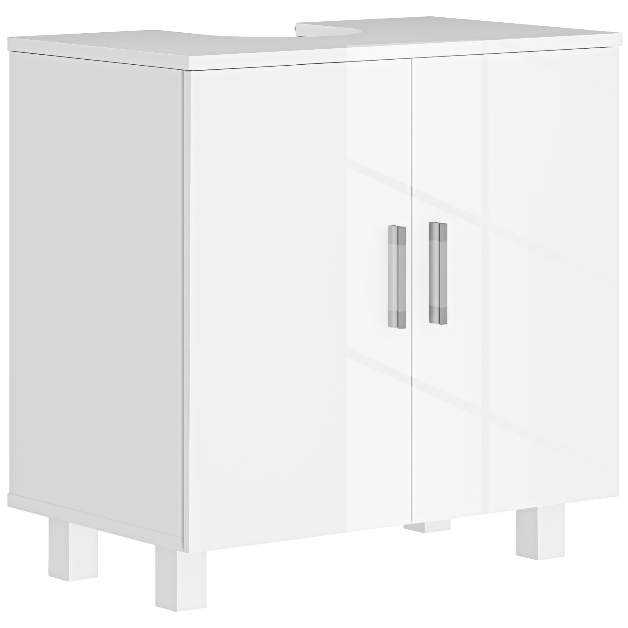 Mueble para Debajo del Lavabo Mueble bajo Lavabo Mueble de Lavabo con Pie con 2 Puertas 2 Estantes y Sistema Antivuelco para Cuarto Baño 60x35x60 cm Blanco