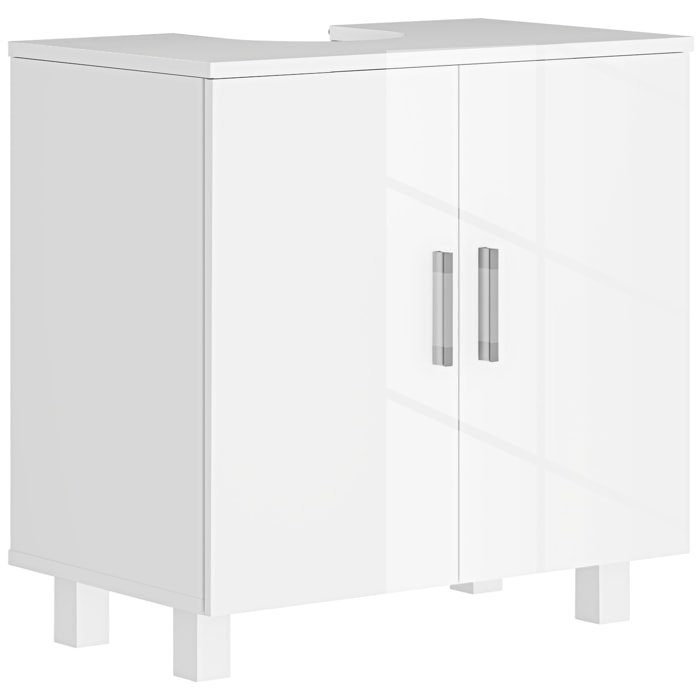 Mueble para Debajo del Lavabo Mueble bajo Lavabo Mueble de Lavabo con Pie con 2 Puertas 2 Estantes y Sistema Antivuelco para Cuarto Baño 60x35x60 cm Blanco
