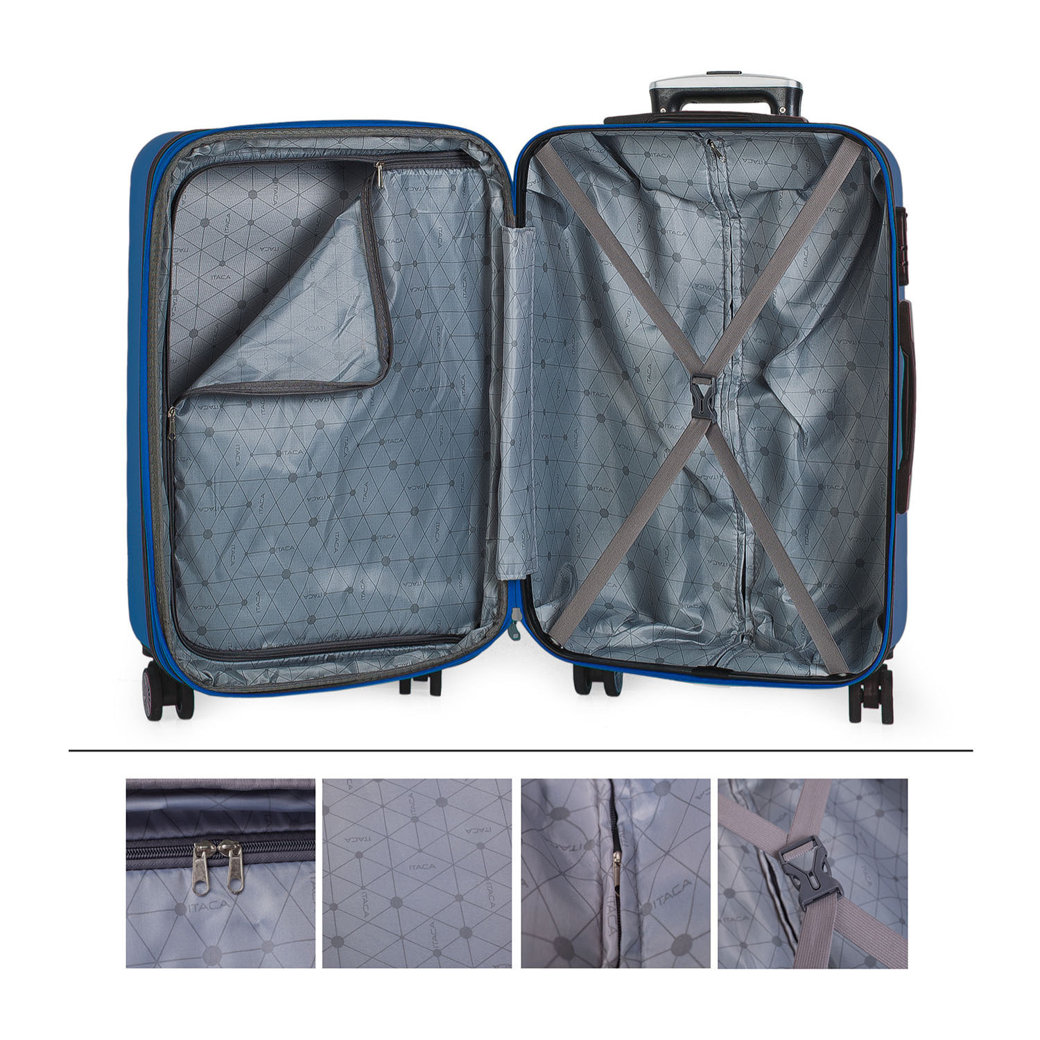 Juego De Maletas Rígidas Abs Itaca Simoa Azul