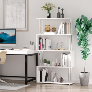 Bibliothèque étagère design contemporain en S 4 niveaux 80L x 30l x 145H cm coloris blanc