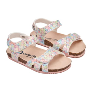 Sandalias Planas de Niña Ecológicas Glitter Multicolor