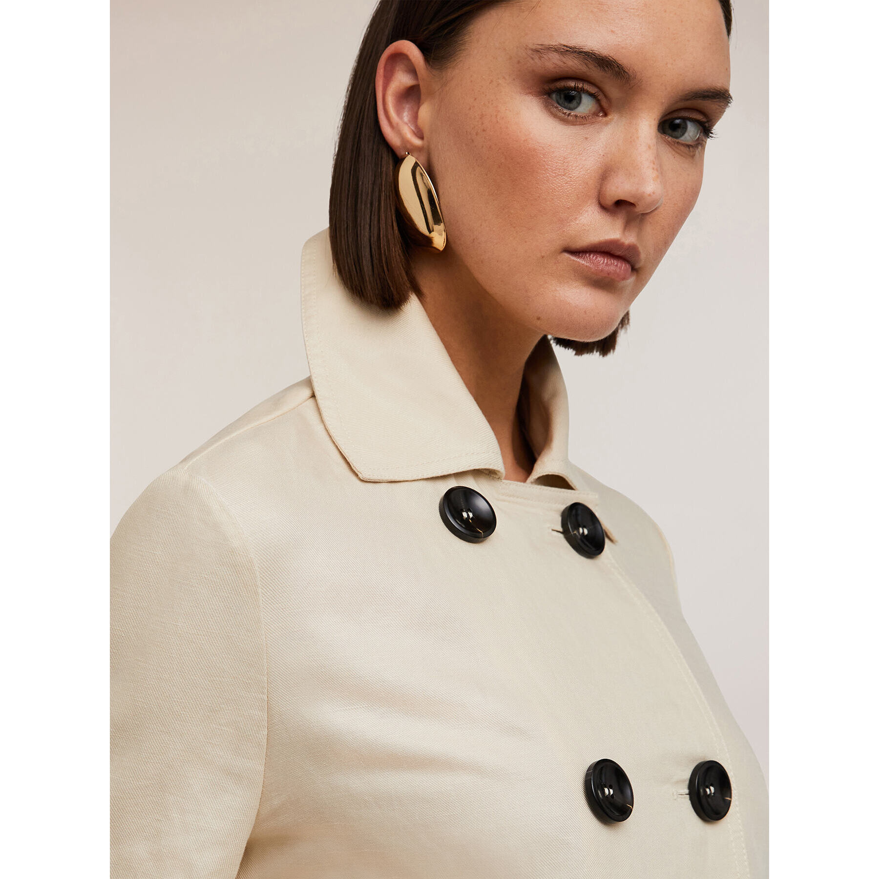 Motivi - Giacca caban in tela misto lino - Beige