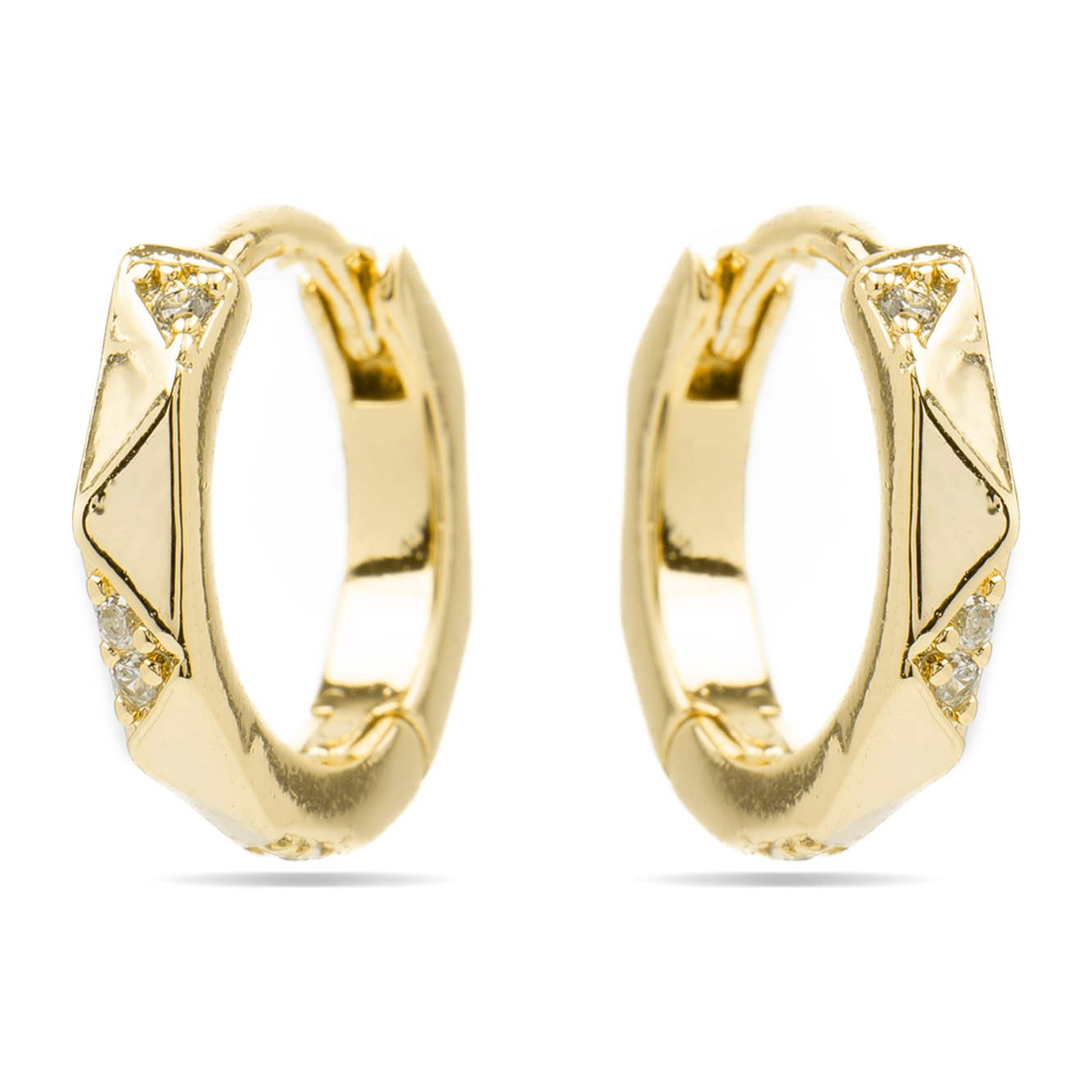 Pendientes de 9mm de diámetro con Circonita Brillante acabado oro 18k
