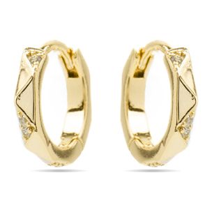 Pendientes de 9mm de diámetro con Circonita Brillante acabado oro 18k