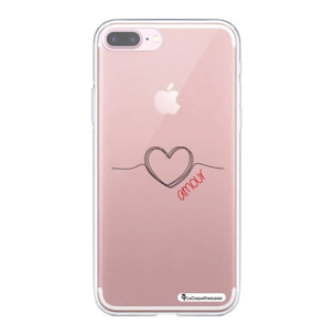 Coque iPhone 7 Plus/ 8 Plus silicone transparente Coeur Noir Amour ultra resistant Protection housse Motif Ecriture Tendance La Coque Francaise