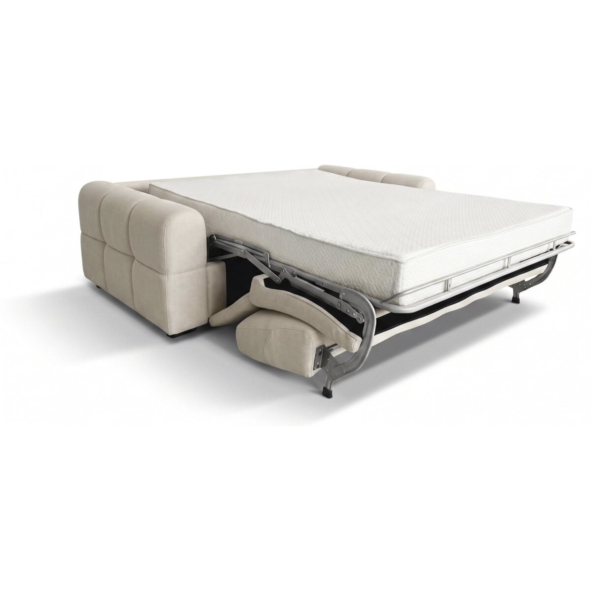 Canapé lit convertible express "Zoé" - Matelas 18 cm - Couchage 140 cm - 3 places - Beige