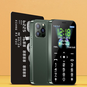 DAM Teléfono móvil Mini D13 3G, 128MB de ROM. Pantalla 1,8''. Doble tarjeta SIM. 3,9x0,9x8,2 Cm. Color: Verde Oscuro