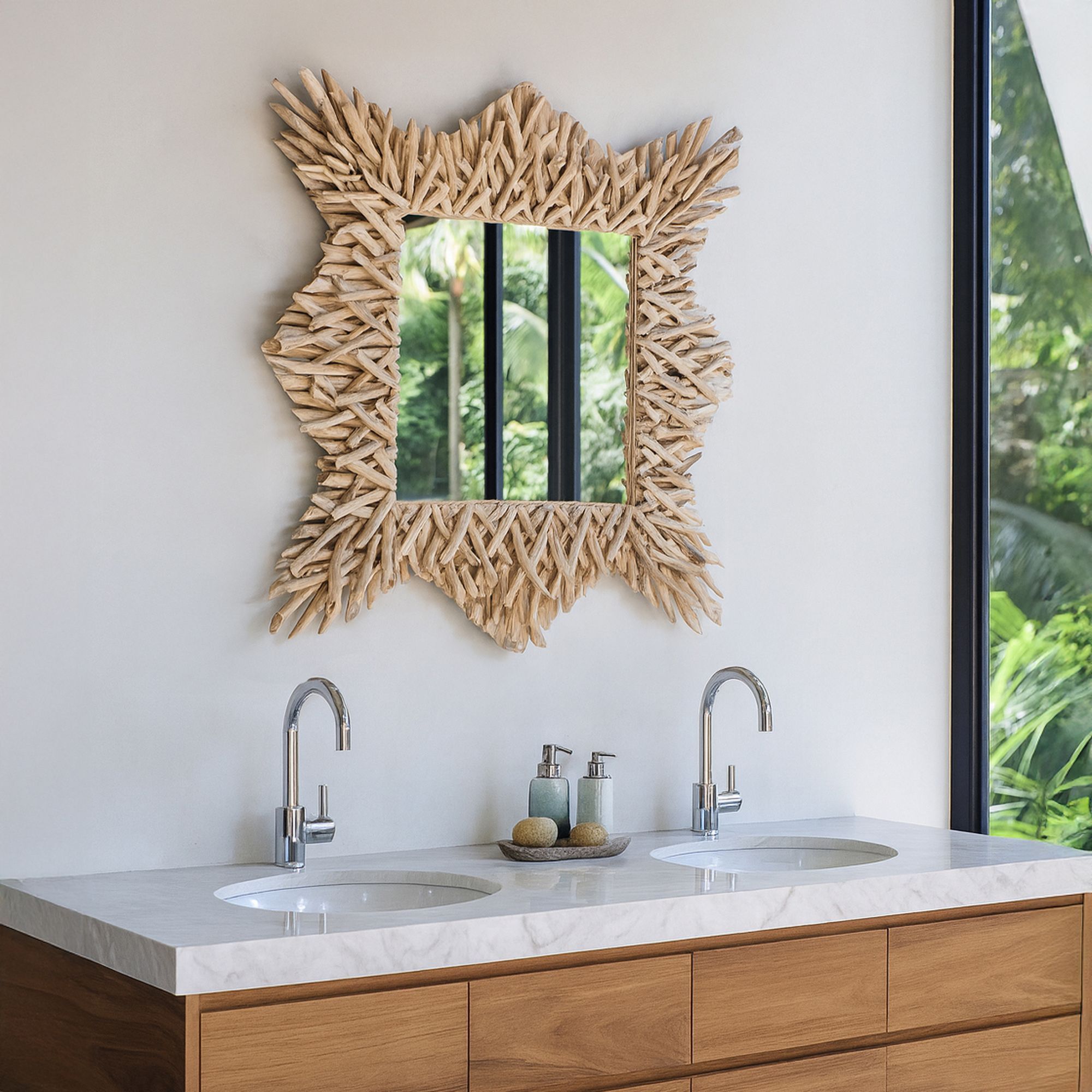 Miroir en branches de teck 80cm