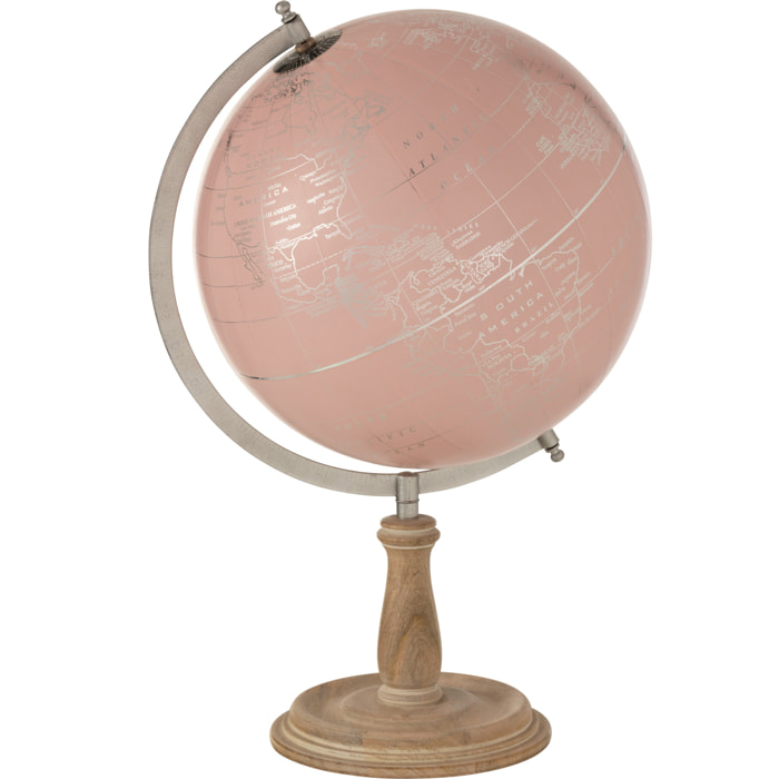 J-Line globe Sur Pied - bois - rose clair/argent - medium