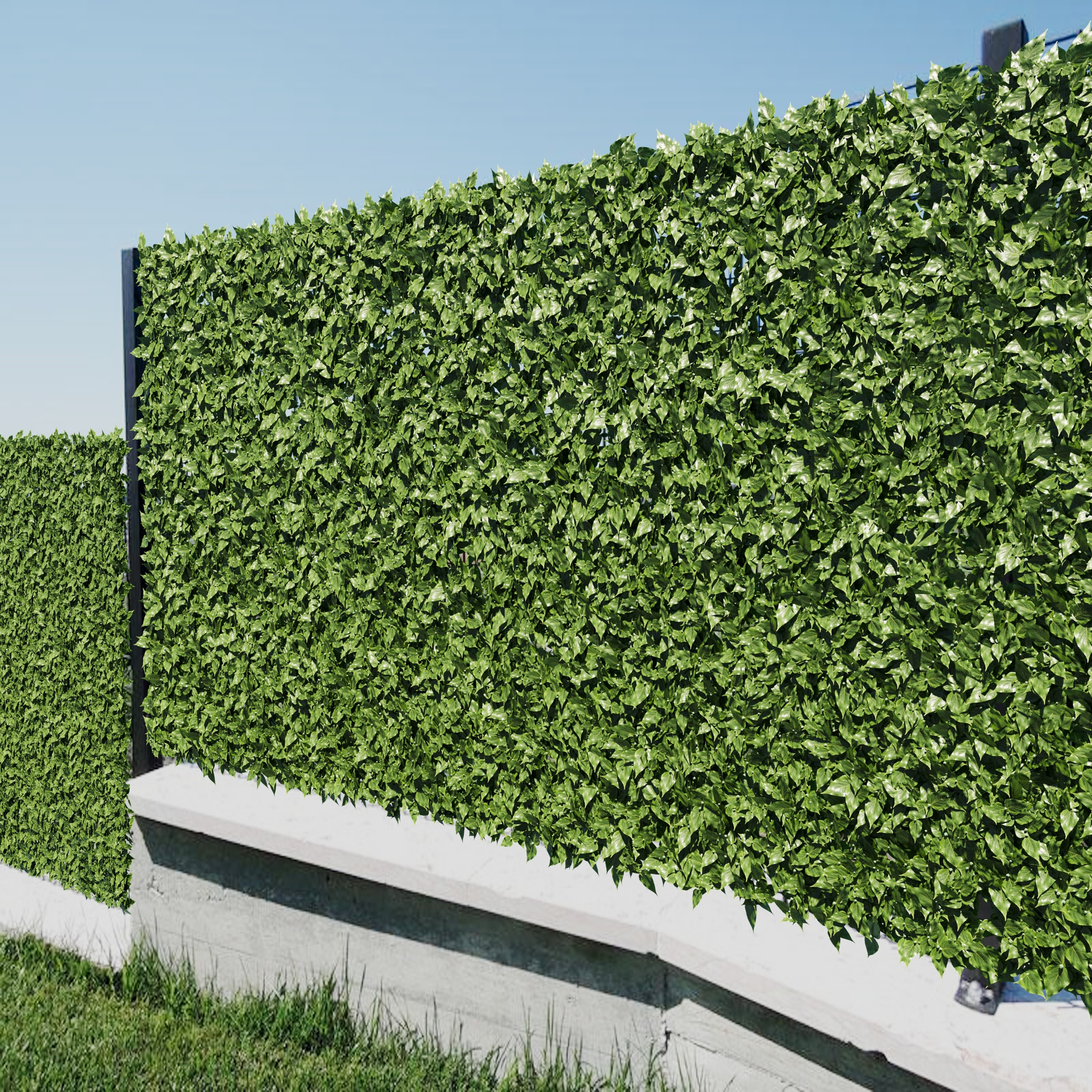 Siepe Finta Artificiale Ultra Coprente Anticaduta Rotolo Rete Frangivista Frangivento Ornamentale Foglia Edera Sintetica Per Ringhiera 2x3 mt