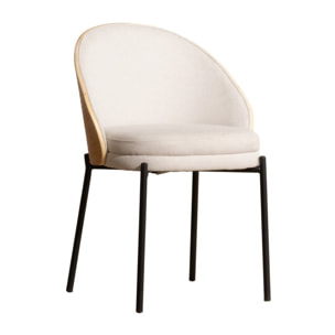Chaise rembourrée Giza -tissu et bois-couleur beige 52 x 77 x 54 cm