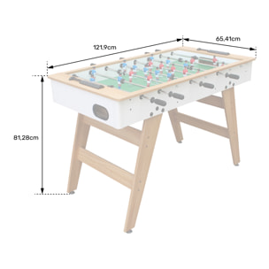 Baby-foot 120cm blanc et bois