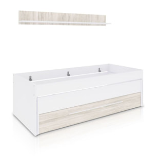 Cama doble juvenil con estante Nuit Blanco Artik (Blanco Mate) – Blanco Velho