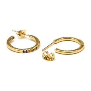 Pendientes con Circonita Multicolor acabado oro 18k