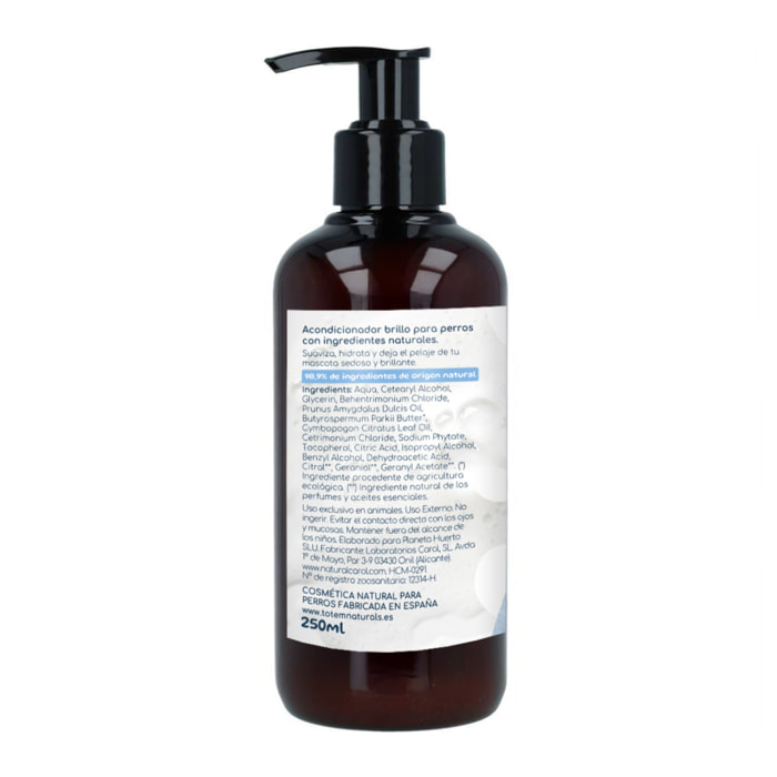 TOTEM NATURALS | Acondicionador natural perros 250ml Suavidad e hidratación - Acondicionador Natural Perros aceite almendras dulces, fórmula nutritiva y respetuosa pelaje brillante