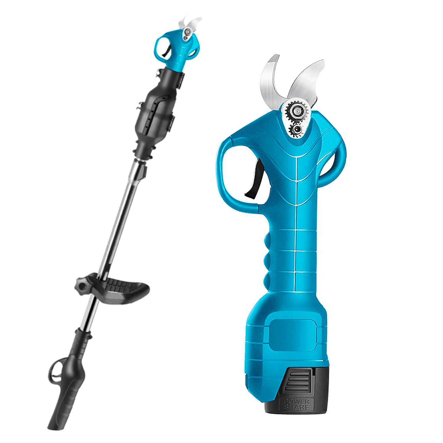 Tijeras de poda eléctricas 16.8V con mango largo, 28mm de corte con 500W y DOBLE BATERIA 10000mAh.