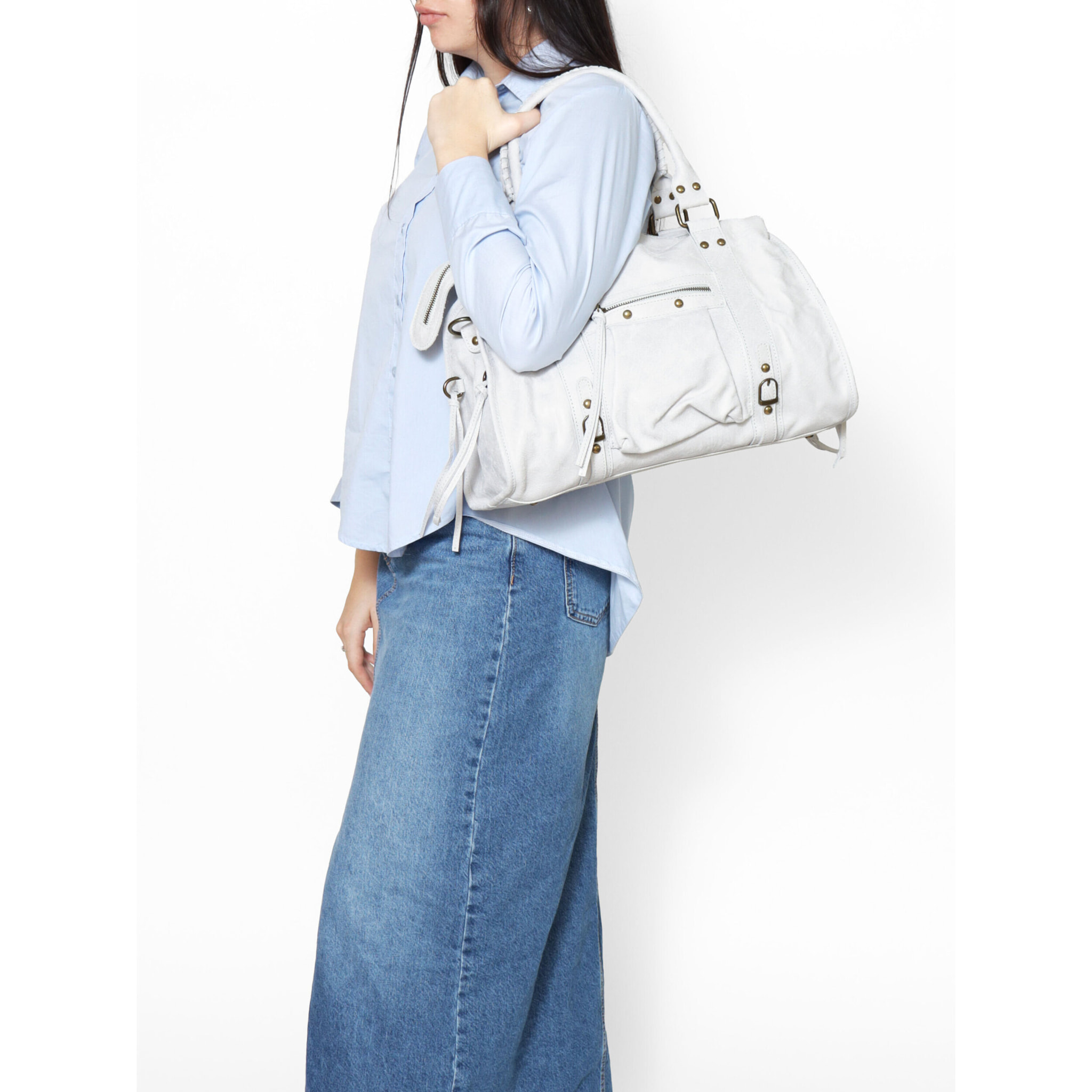 Borsa a spalla da donna - Modello Elara - Vera pelle - 41.0 x 28.0 x 13.0 cm