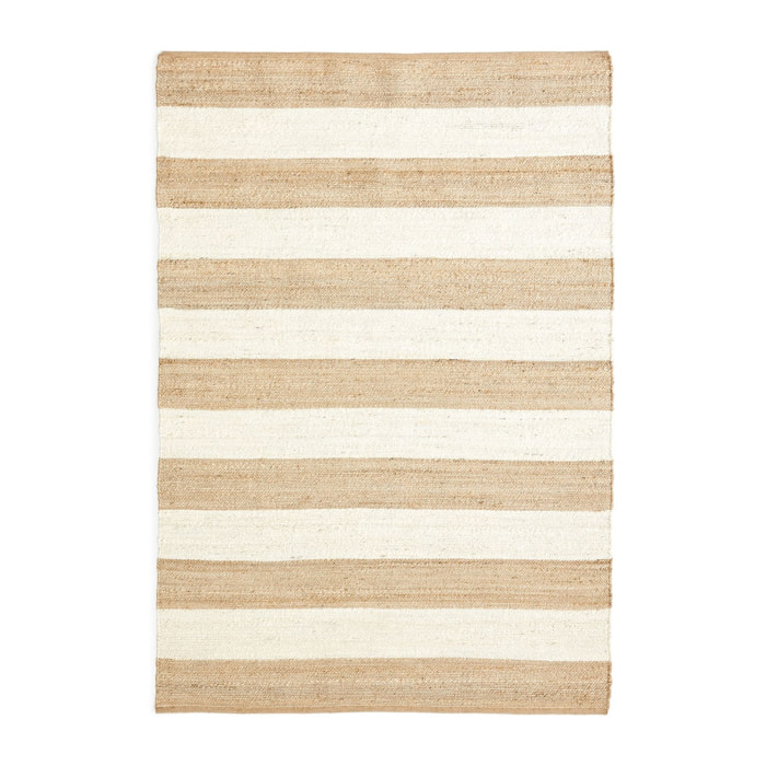 Kave Home - Tappeto Rovira a righe naturale e bianco in juta e cotone 160 x 230 cm