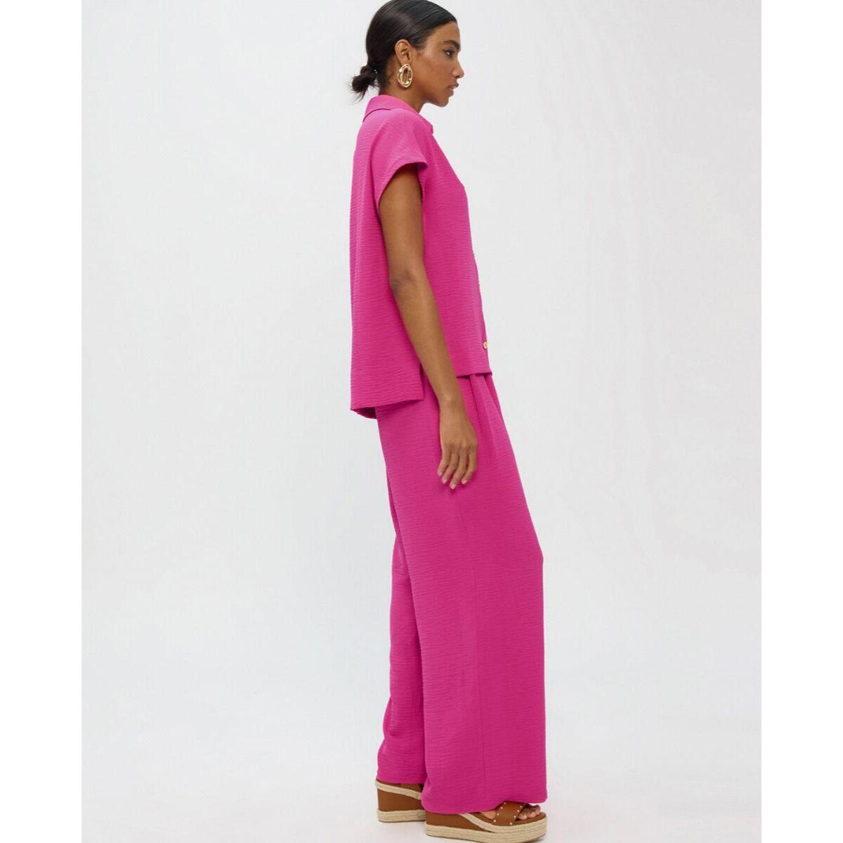 Pantaloni in maglia stropicciata a gamba dritta