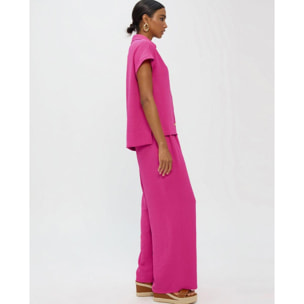 Pantaloni in maglia stropicciata a gamba dritta